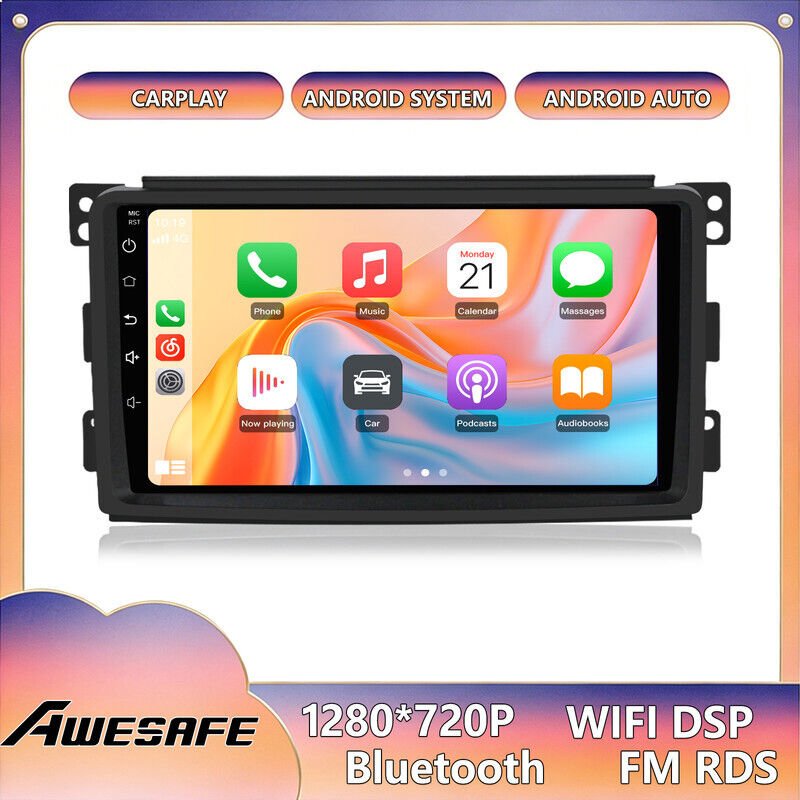 AWESAFE Autoradio Android 13 für Mercedes Benz Smart Fortwo (2005-2010) 2GB+32GB 9'' Touchscreen Carplay GPS Android Aut...