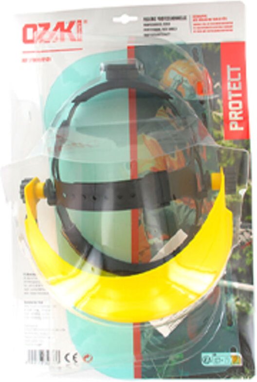 Visier aus Kunststoff, hochklappbar, Ozaki Premium En1731. Visierhöhe: 190 mm.