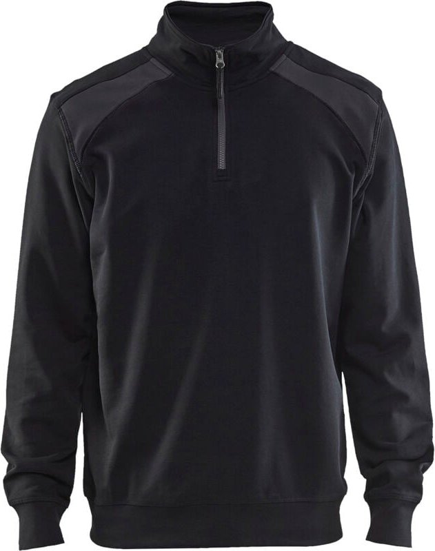 Arbeits-Sweatshirt mit Stehkragen in zweifarbig 3353 – Schwarz/Mittelgrau 4XL