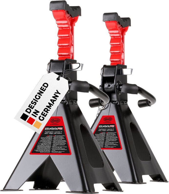 HEYNER® Unterstellbock 2er Set mit Gummiauflage Hubhöhe 282-430 mm TÜV/EAW-zertifiziert Traglast 2t Stützbock Stützfuß 1...