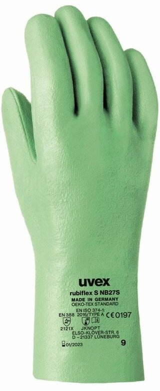 UVEX Chem.-Handschuh rubiflex S NB27S Gr. 9 Nitril grün, 8964.6