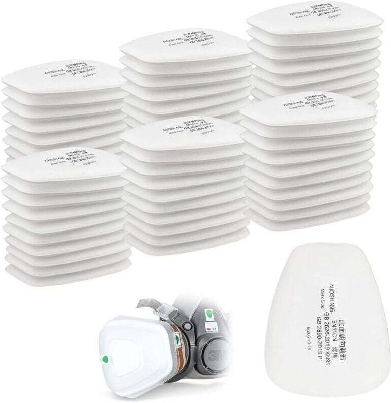 3M Baumwollfilter, 60er-Packung, Vollgesichtsmaskenfilter, 5n11 CN-Einsatzfilter, Baumwollfilter für 6000, 6200, 6800, 7...