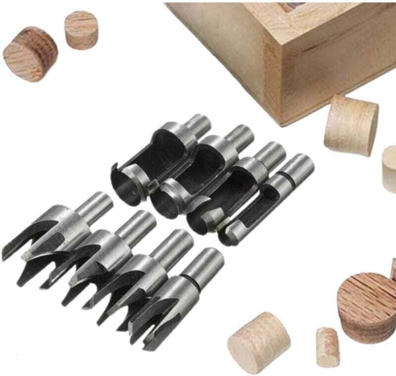 8-teiliges Set Holzdübelschneider, Schneidwerkzeug aus Kohlenstoffstahl, Holzdübelbohrer, konische Klauen-Holzdübelbohre...