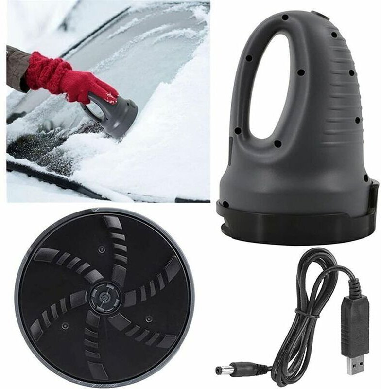 Elektrischer Eiskratzer fürs Auto, USB-Ladefunktion, Scheibenenteiser, einfach zu bedienen, schnell, zeitsparend, schwar...