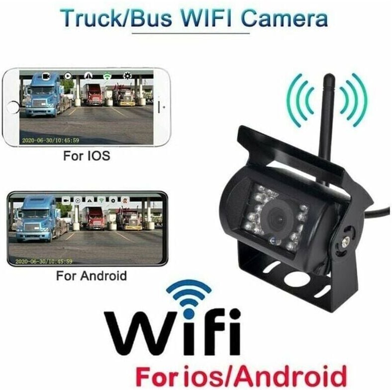 12V-24V WIFI HD Drahtlose Rückfahrkamera für LKW Weitwinkel 170 Grad Übertragungsreichweite 50m Nachtsicht Wasserdicht I...