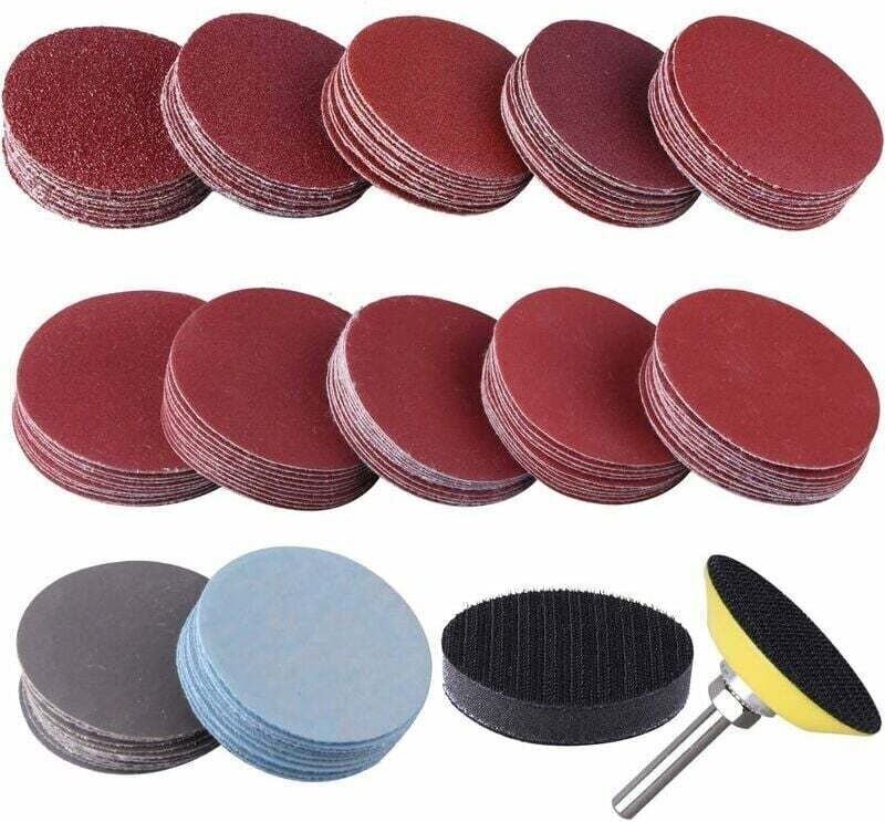 ZVD - 120 Pièces Disques Abrasifs 50mm Disques de Ponçage Grain 60 80 100 180 240 400 600 800 1000 1200 2000 3000 pour M...
