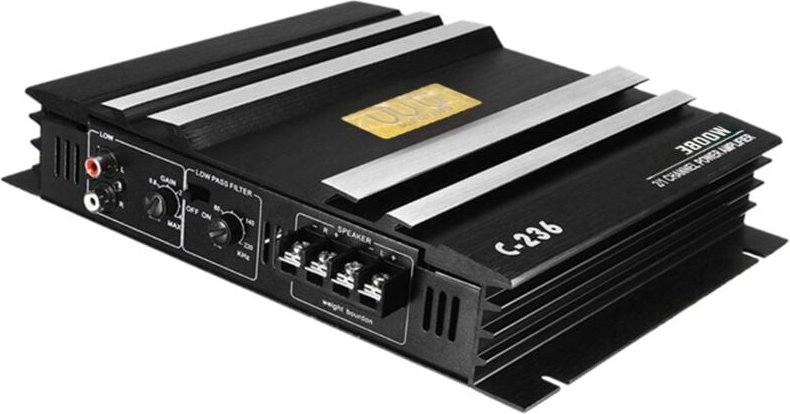 Auto-Verstärker, Schwarze Aluminiumlegierung, Hohe Leistung, C-236, 3800 W, 2 Kanäle, für Auto-Subwoofer