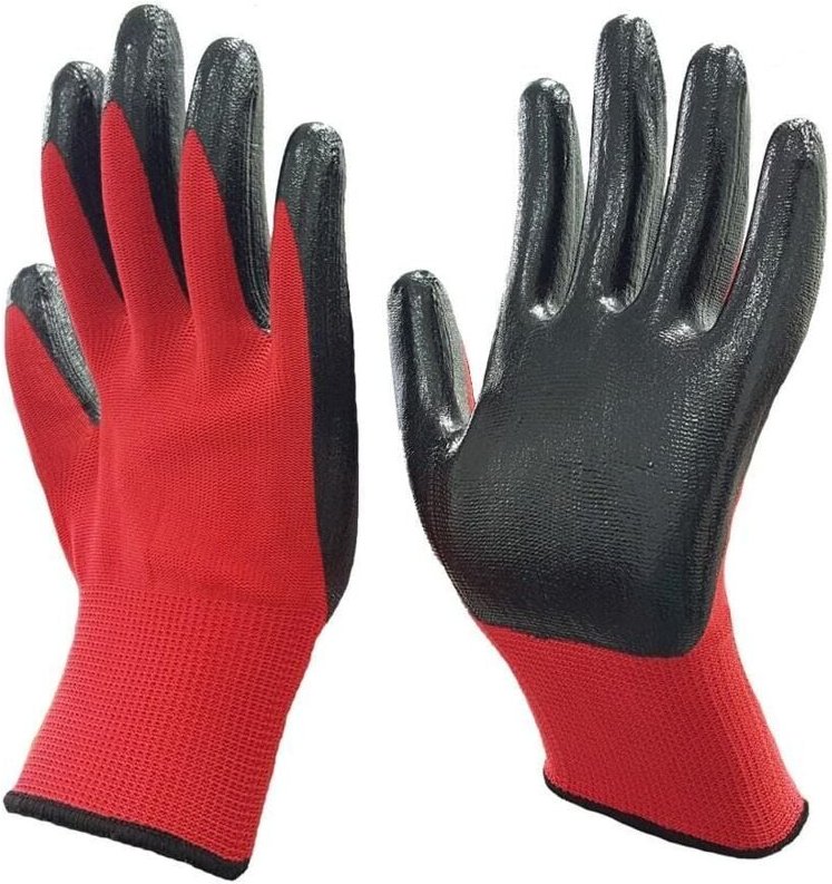 12-teiliges Set dicker, schützender Arbeitshandschuhe aus Nylon, abriebfest und rutschfest, 23 cm