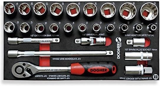 Dogher - Kombitasche 27 Bisechskant-Steckschlüssel 1/2 530-080