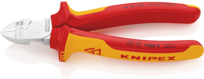 Knipex - 14 26 160 Abisolier- Seitenschneider isol. vde verch. 160 mm