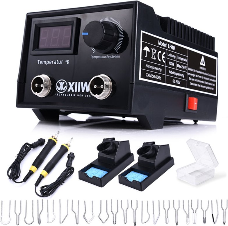 Brandmalerei Lötkolben Set Lötset mit 23-teilig Spitz und zwei Stiften, Brandmalkolben 100W, Temperatur 0-750°C, Brennko...