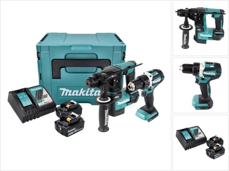 Makita - dlx 2271 tj Akku Combo Kit ddf 484 Akku Bohrschrauber + dhr 171 Akku Bohrhammer + 2x Akku 5,0 Ah + Ladegerät + ...