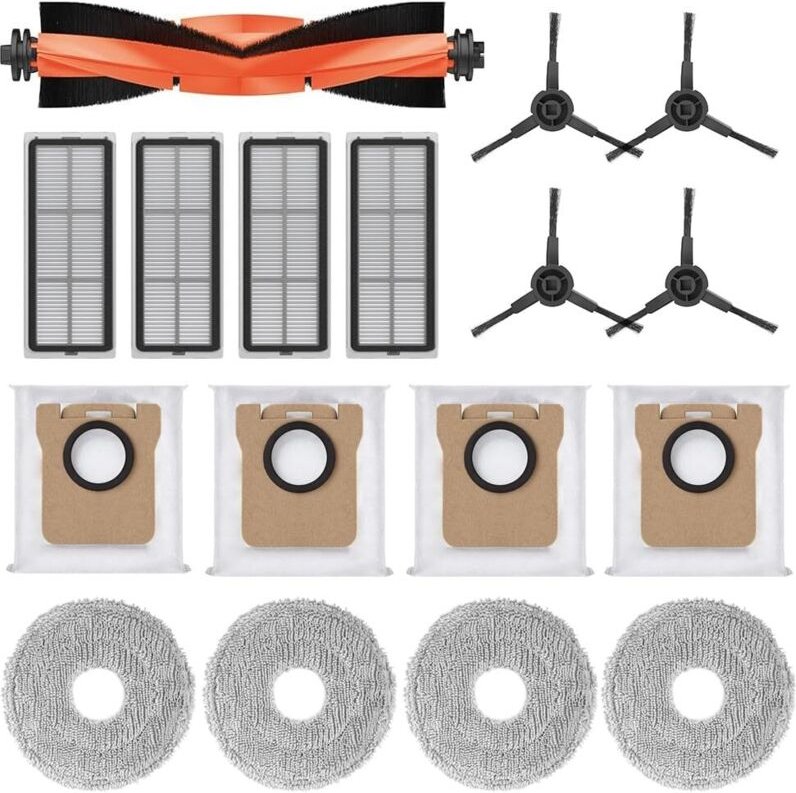 Zubehör für Xiaomi Robot Vacuum X20 Max / X20 Pro Saugroboter,1 Hauptbürste 4 Staubbeutel 4 Wischtücher 4 Seitenbürsten ...