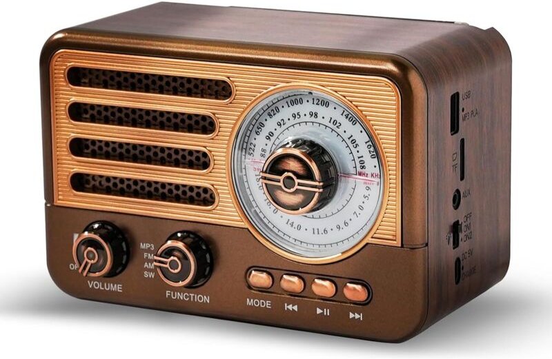 Batteriebetriebenes Retro-AM-FM-SW-Transistorradio, kleines wiederaufladbares tragbares Radio mit 1800-mAh-Li-Ionen-Akku...