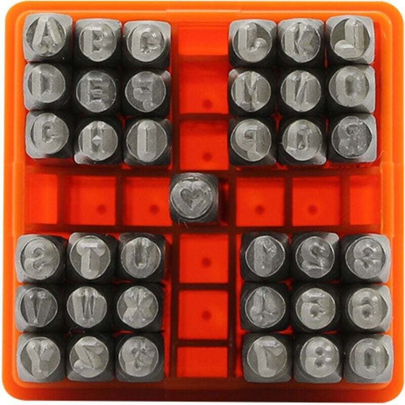 37-teiliges Stempelset mit Buchstaben und Zahlen (3 mm Lochung), A–Z und 0–9, zum Prägen von Metall, Kunststoff, Holz un...