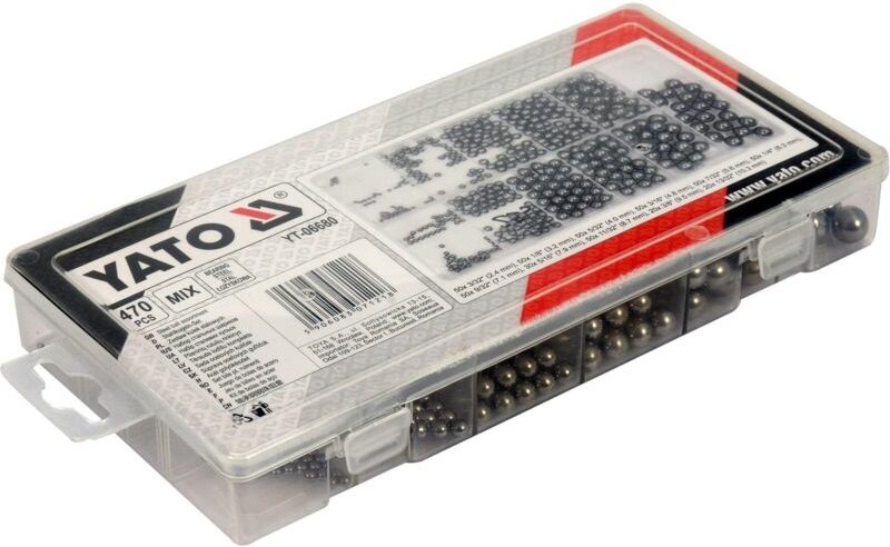 Yato, Modell YT-06680, Kugeln 470 Stück, hochwertige Stahlkugel für verschiedene industrielle Anwendungen und Wartung, i...