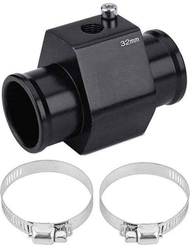 Wassertemperatursensor, Adapter für Kfz-Wassertemperaturschlauch, Temperaturfühler, Kühlerdichtung (32 mm) (Schwarz)