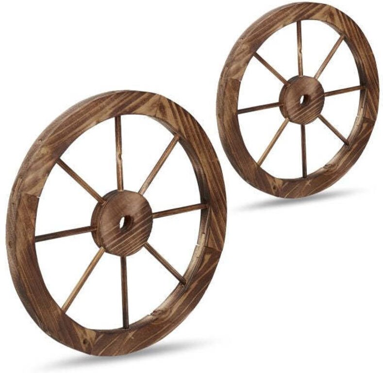 Wooden wagon wheel set of 2