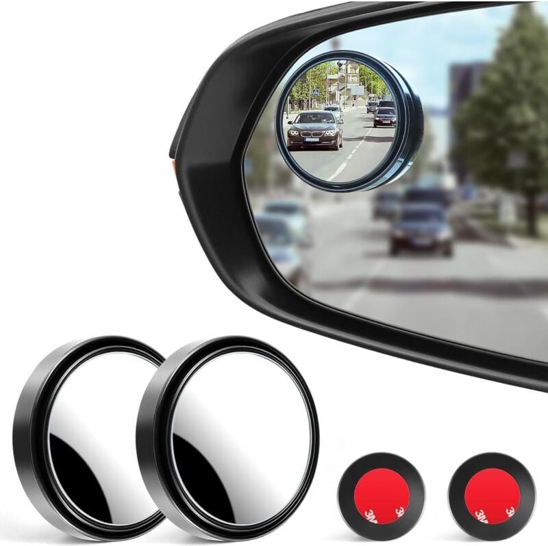 2-teiliger runder Toter-Winkel-Spiegel, HD-Glas und ABS-Gehäuse, konvexer Weitwinkel-Rückspiegel mit verstellbarer Stang...