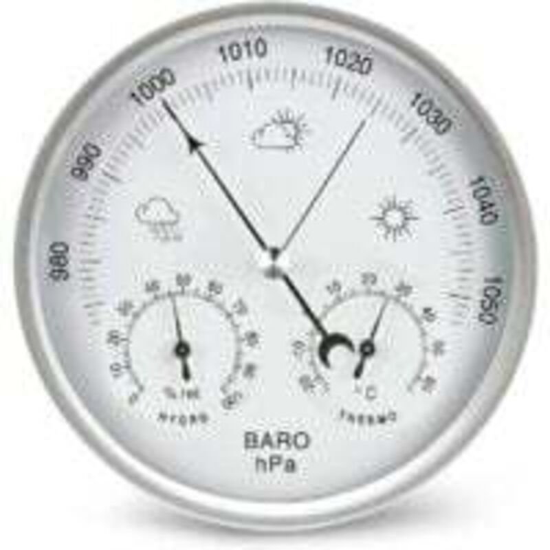 Analoge barometrische Wetterstation mit Thermometer und Hygrometer zur Messung des Luftdrucks einfach und leicht ablesba...