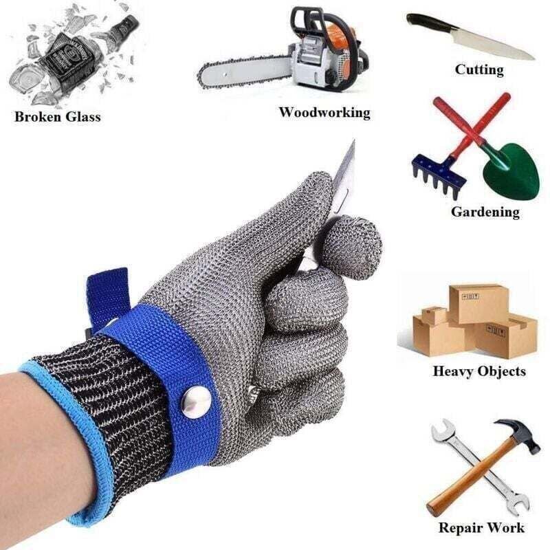 Metzgerhandschuh aus Edelstahl, XU, Hochleistungs-Schnittschutzklasse 5, blau, XL - KZQ