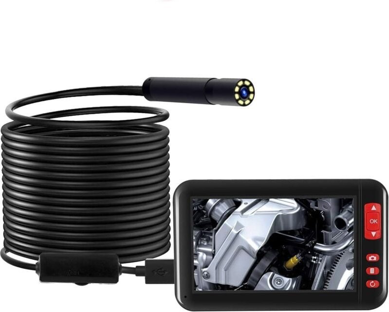 Endoscopio industrial MASO 10M con pantalla LCD a color de 4,3", F200, impermeable, boroscopio HD 1080P, cámara de inspe...