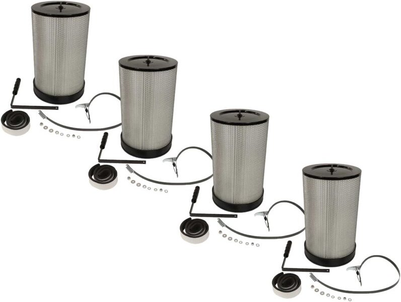 vhbw 4x Feinstaubfilter kompatibel mit Scheppach Woova 2, 3 Absauganlage - Feinstaub-Filterpatrone mit Reinigungsbürste