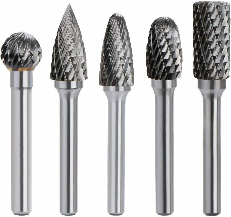5-teiliges Set aus Hartmetall-Rotationsfräsern, Doppelschnitt, 6-mm-Schaft, 10-mm-Kopf, Dremel-Werkzeug, Bohrmaschine/Sc...