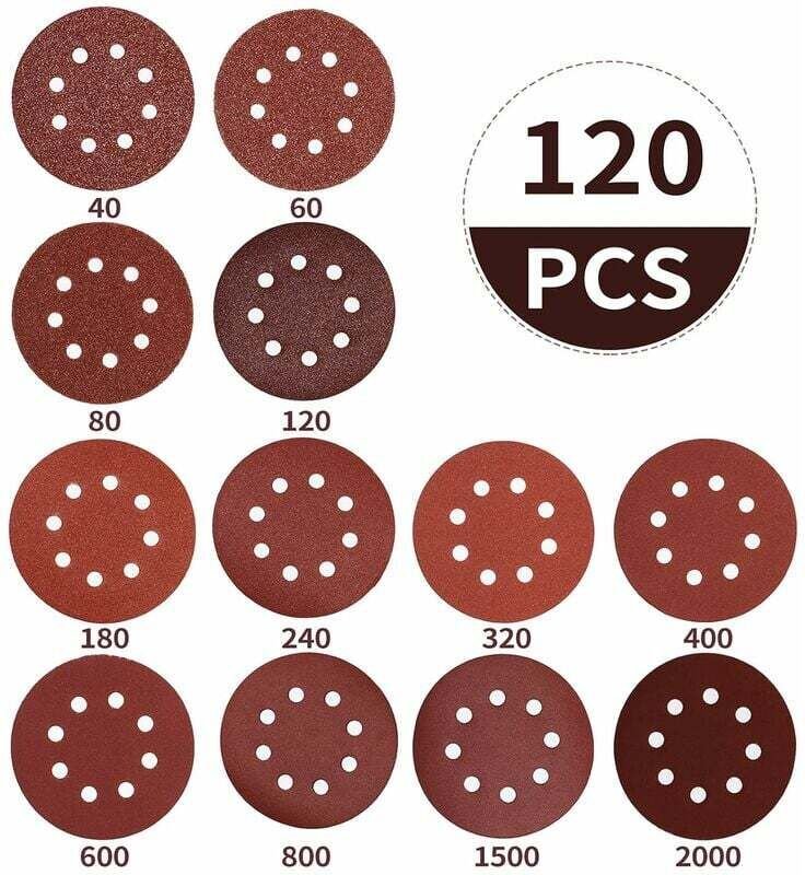 120 Stück Schleifscheiben, 125 mm, 8 Löcher, Schleifpapier, für Exzenterschleifer, Schleifscheiben, Schleifscheibenkörnu...