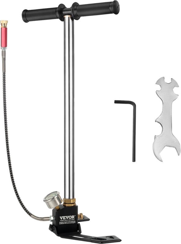 VEVOR Dreistufige Hochdruckluftpumpe 4500psi, Handpumpe Tragbare 30MPa, Luftpumpe Hochdruck Fahrradpumpe Luftpumpe für E...