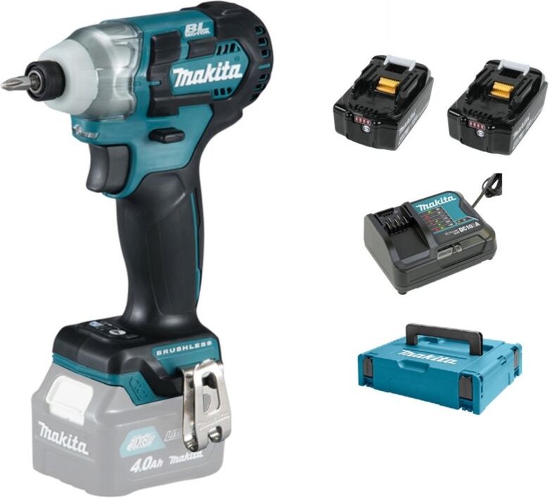 12 v cxt Li-Ion 4 Ah 135 Nm Makita Schlagschrauber – 2 Akkus, Ladegerät, Box – TD111DSMJ