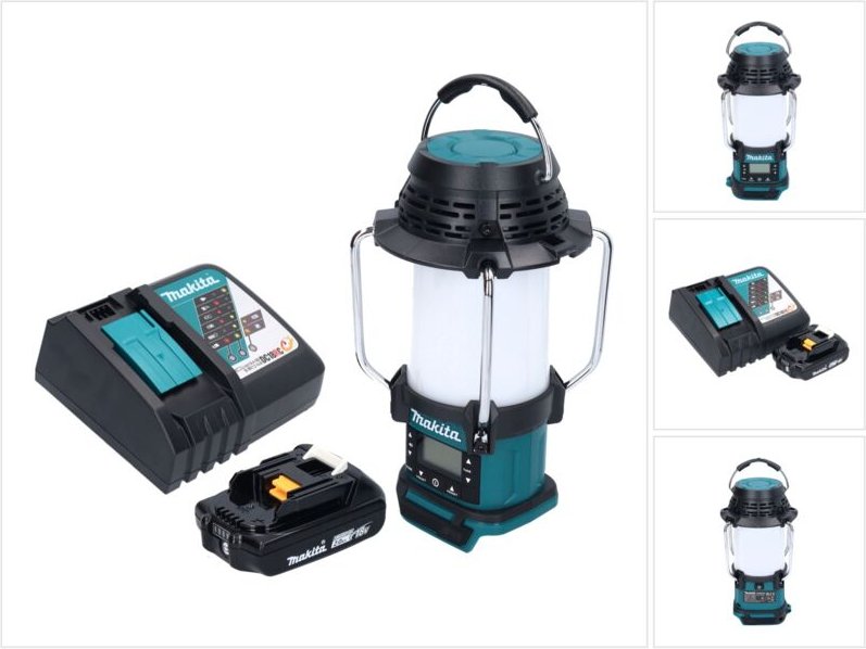 Makita DMR 055 RA1 Akku Radio 18 V FM mit Laterne 360° Taschenlampe + 1x Akku 2,0 Ah + Ladegerät