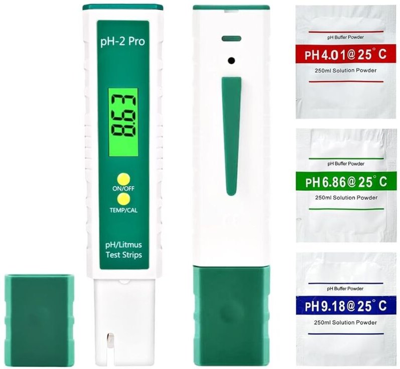 Digitales pH-Meter mit Lackmus-Teststreifenfunktion und Temperaturanzeige, multifunktionales, hochpräzises pH-Messgerät ...