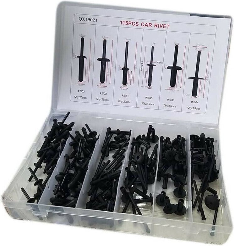 Trade Shop - kit 115 stück kunststoff trim clip nieten clips druckknopf auto stossfänger tür -