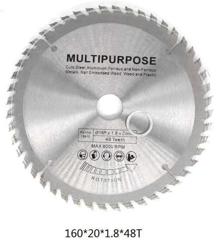 Silbernes Kreissägeblatt, rotierende Scheibe zum Schneiden von Holz, 60 Zähne, 160 mm