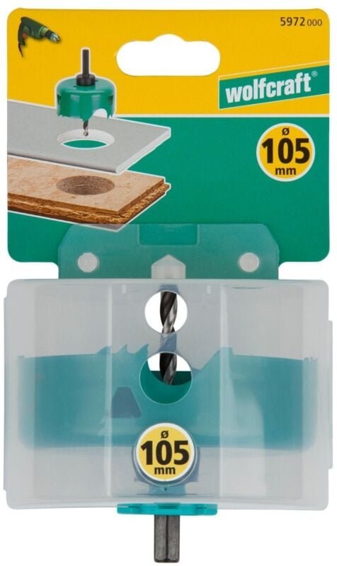 Wolfcraft - i Carbonstahl-Lochsäge i 5972000 i ø 105 mm, Schnitttiefe 33 mm, für Elektro- und Sanitärinstallationen in H...