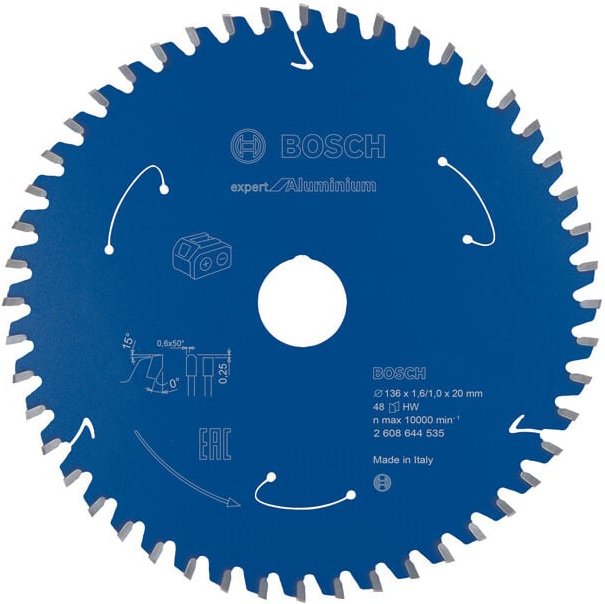 Kreissägeblatt Expert for Aluminium 136x20x1.6/1x48T - Bosch