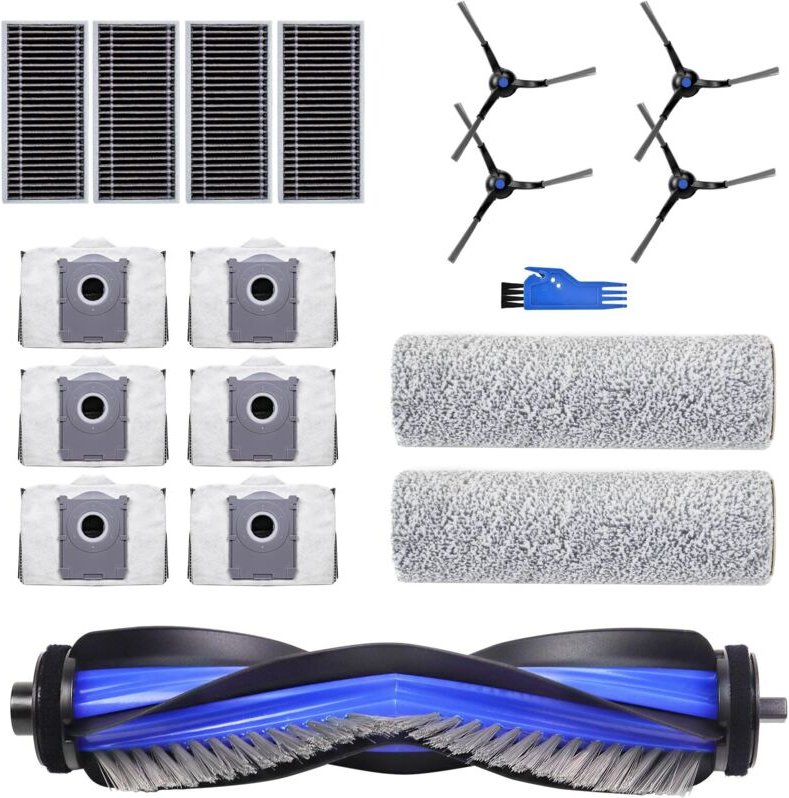 Zubehör für ECOVACS DEEBOT X8 PRO Omni /X8 Omni Staubsauger,1 Hauptbürste, 2 Rolle Wischtücher,4 Seitenbürsten,4 HEPA-Fi...
