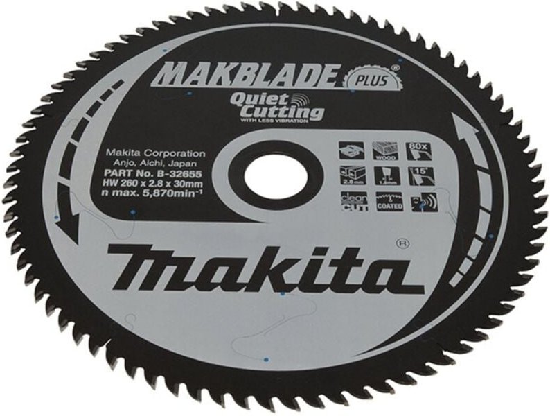 Sägeblatt makblade+ 260x30x80Z, 2,8 mm - Makita