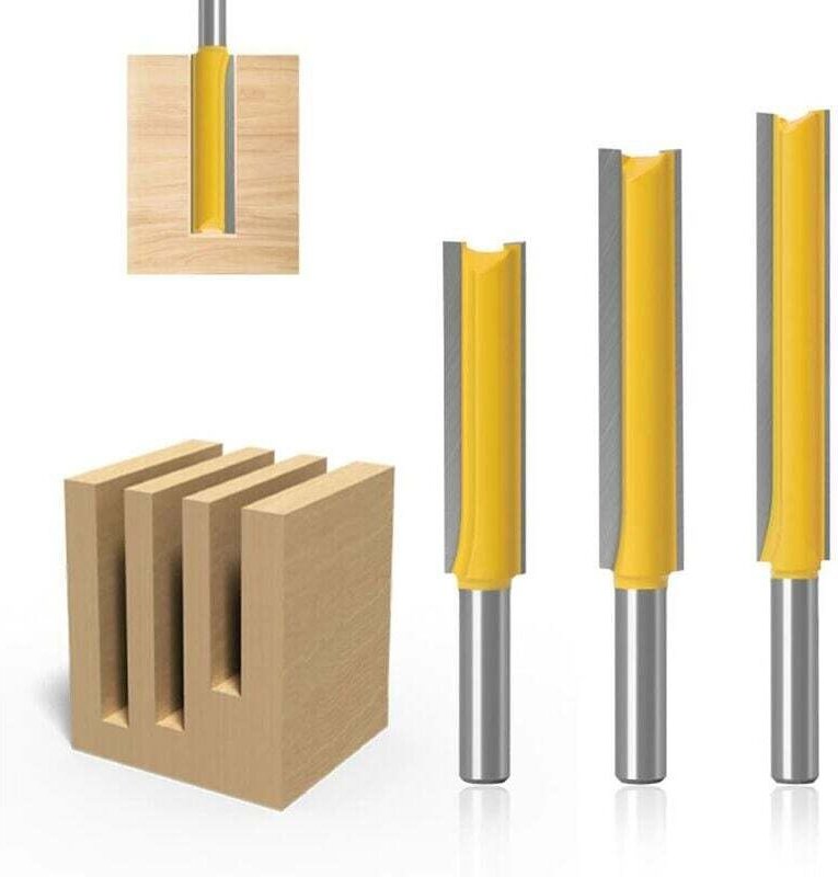 3-teiliges Set mit geraden Fräsern mit 8 mm Schaft, Hartmetall-Holzfräser, Holzbearbeitungswerkzeuge, 3-teiliges extra l...