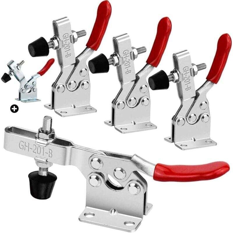 4 GH-201-B Schnellspanner, ca. 90 kg, robust, rutschfest, Schnellverschluss – mit GH-201 Spannschloss - Ulisem