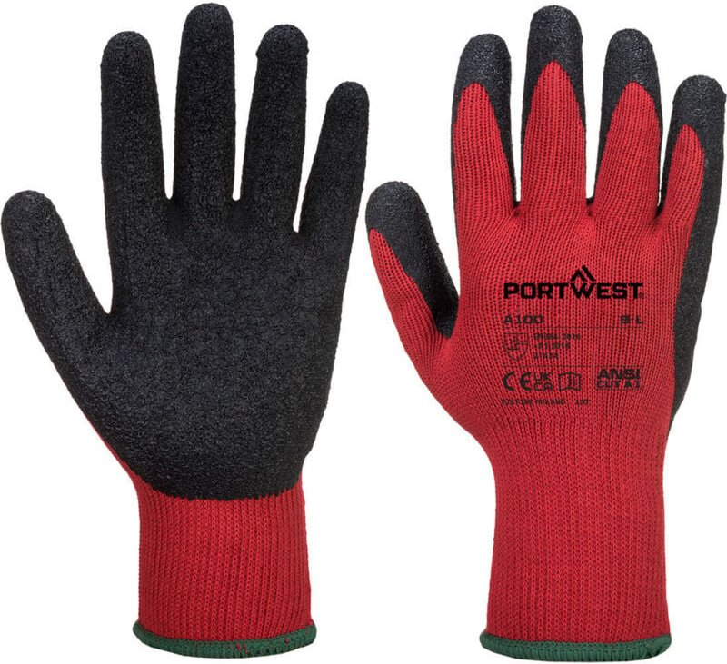 Latexbeschichtete Handschuhe Rot/Schwarz 2XL – Größe 11