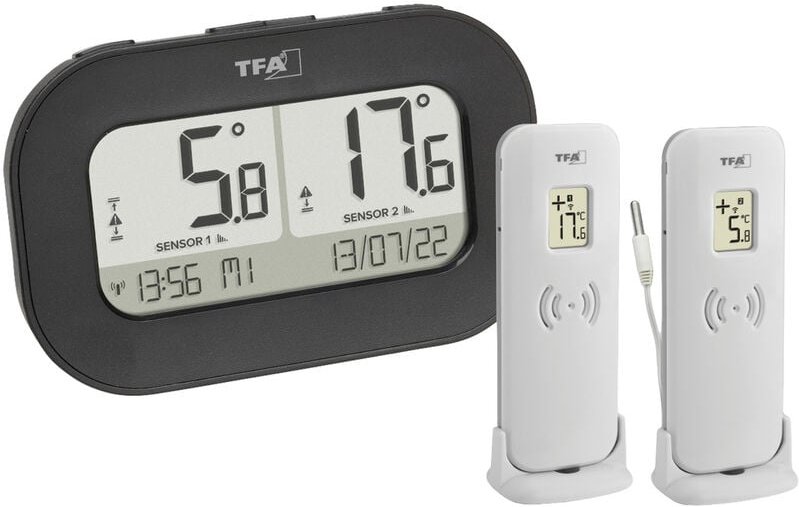 TFA Dostmann DOUBLE-CHECK Funk-Thermometer digital Schwarz 30.3073.01