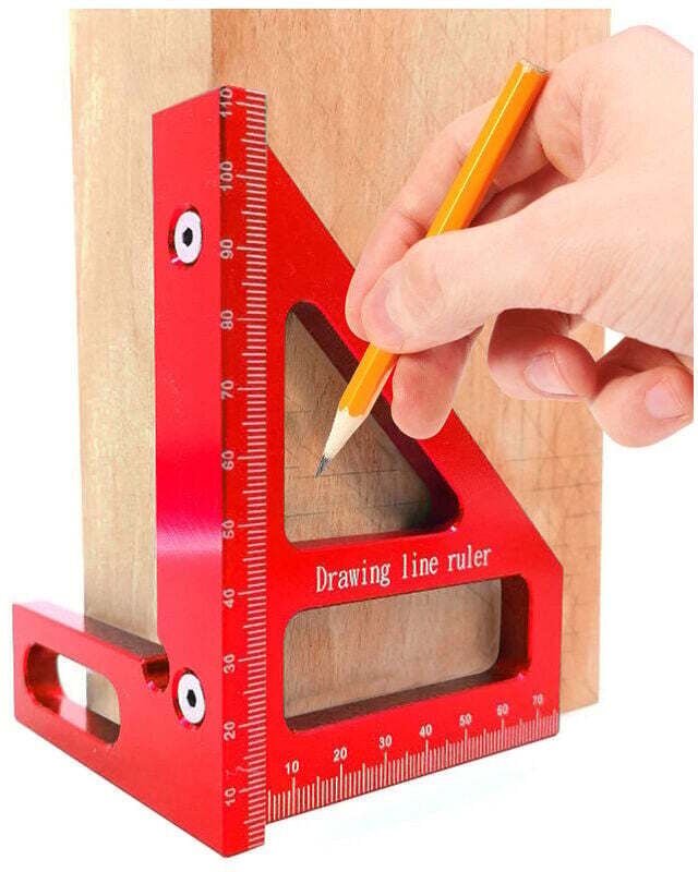 Zimmermannswinkel – Winkelmesser aus Aluminiumlegierung – 45/90-Grad-Winkel – 3D-T-Lineal – Messwerkzeug für Holzbearbei...