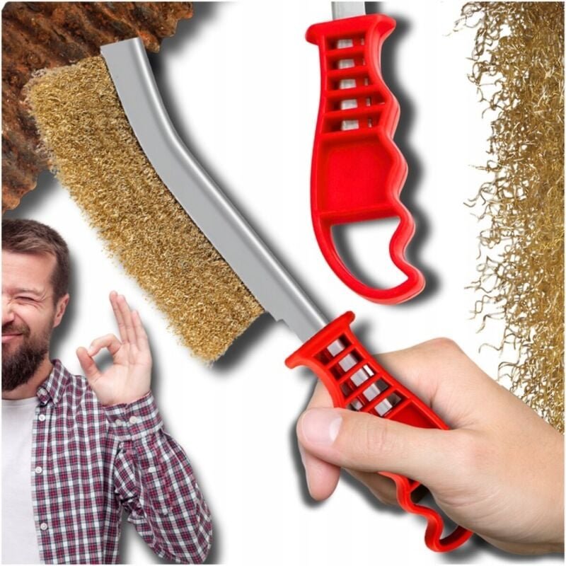 TG64418 Messingdrahtbürste zur Reinigung von Felgen, handgeführt, mit Griff, robust