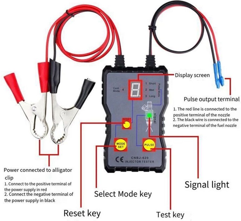 Injektor-Tester, Kraftstoff-Injektor-Tester, Kraftstoffsystem-Scan-Tool, Benzin-Injektor-Tester, Kfz-DIY-Reinigungswerkz...