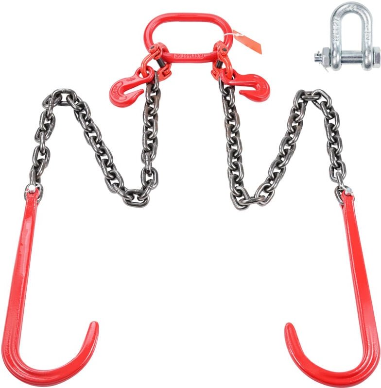 Mophorn 3/8"x3' G80-Zaumkette, J-Haken und Greifhaken, 7800 lbs Tragkraft, für Anhänger, Abschleppwagen, spannungsfrei, ...