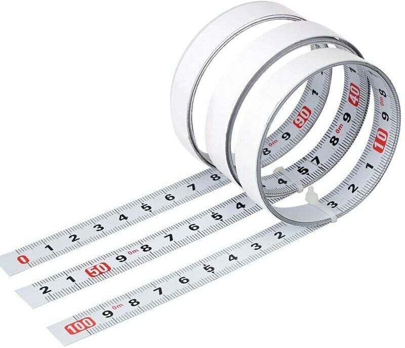 Ensemble de trois rubans à mesurer auto-adhésifs en acier au carbone, règle métrique auto-adhésive, règle graduée adhési...