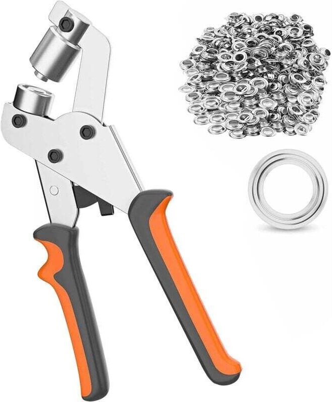 Ösenzange für Planen und Stoffe – Profi-Ösenzange mit 500 Ösen (Ø 10mm)