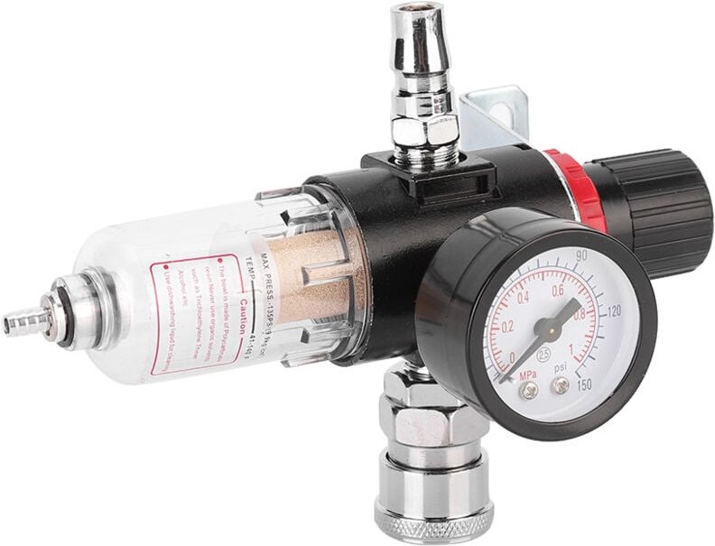 Wasserabscheider für Autos, 1/4-Zoll-Luftkompressorfilter-Wasserabscheider-Werkzeugsatz mit Regler und Manometer für die...